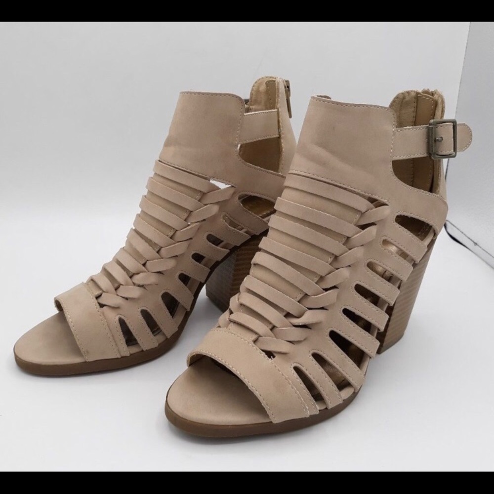 Rampage Peep Toe Ankle Boot Bootie Cream Size 7